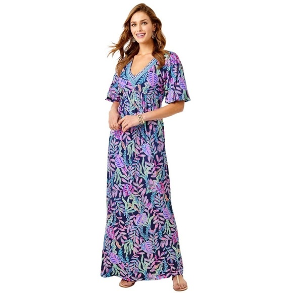 Lilly Pulitzer Dresses & Skirts - LILLY PULITZER Small Manuela Maxi dress oyster bay navy you’ve been spot…